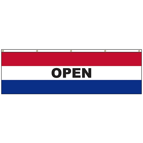 Open 3' x 10' Horizontal Flag with Heading and Grommets Across the Top