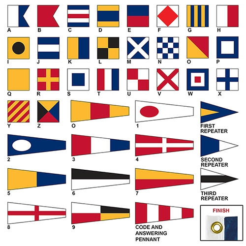 Size 0 Code Signal Flag Set with Heading & Grommets