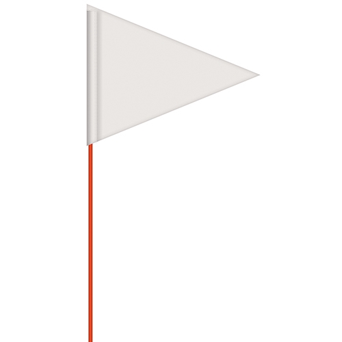 Solid Color White Pennant Field Flag w/Orange Staff