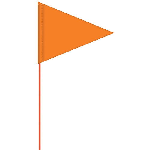 Solid Color Flo Orange Pennant Field Flag w/Orange Staff