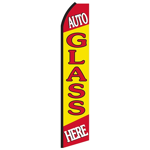 12' Digitally Printed  Auto Glass Here Swooper Banner