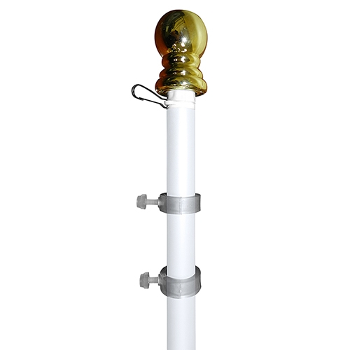 5' White Aluminum Spinner Pole - Ball Top