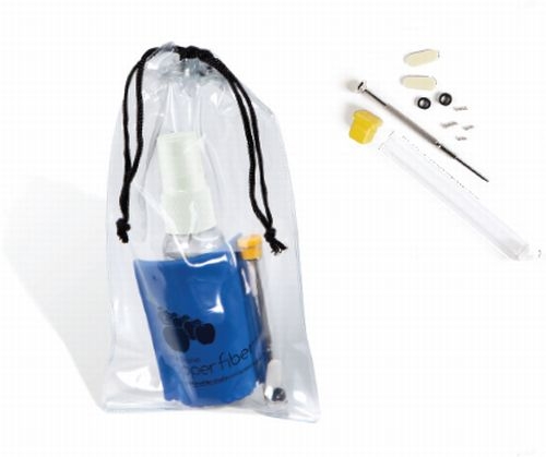 Ultra Opper Fiber® Cloth Cleaner Kit In Drawstring Bag w/White Bottle