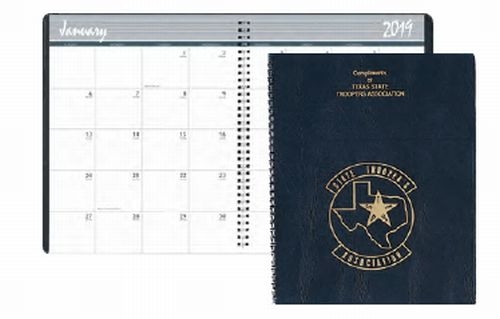 Calendar Year Monthly Planner w/Blue Embossed Simulated Leather Cover