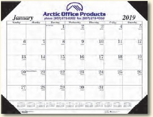 01120 Series Desk Pad Calendar - Gummed at Head or Foot, 18-1/2 x 13