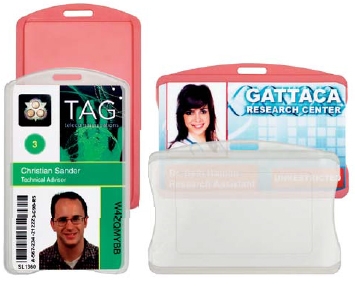 Plastic Badge and Card Holders - Flexible Plastic ID Card Holders - Vertical, Pink - New