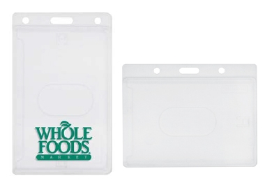 Rigid Plastic Badge and Card Holders - Clear Plastic Side-Loading Card Holder - (vertical, holds a single card)