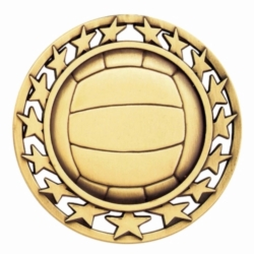Antique Volleyball Star Medal (2-1/2