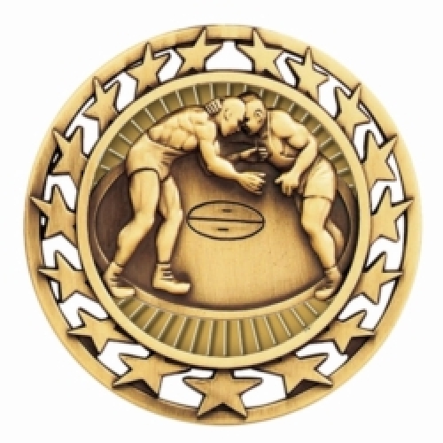 Antique Wrestling Star Medal (2-1/2