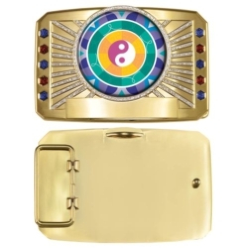 Express Vibraprint™ Bright Gold Glitter Belt Buckle Medallion