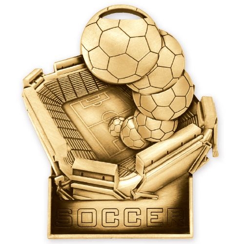 Antique Gold Soccer Standup Medallion (3-1/2