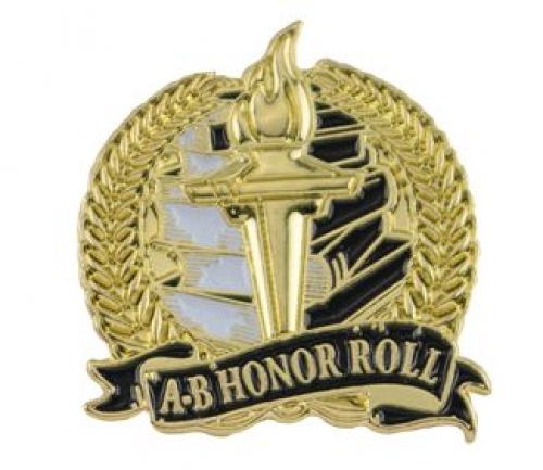 Bright Gold Academic A-B Honor Roll Lapel Pin (1-1/8