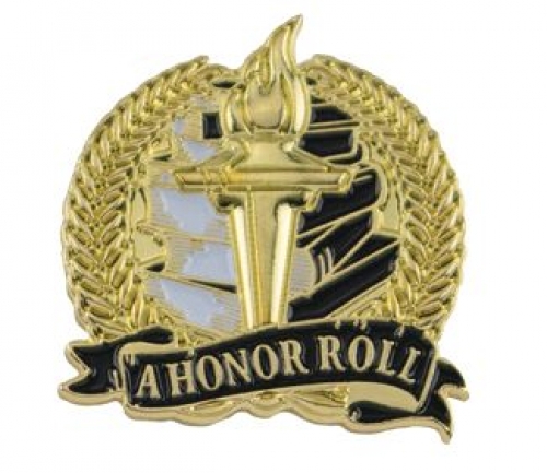 Bright Gold Academic A Honor Roll Lapel Pin (1-1/8