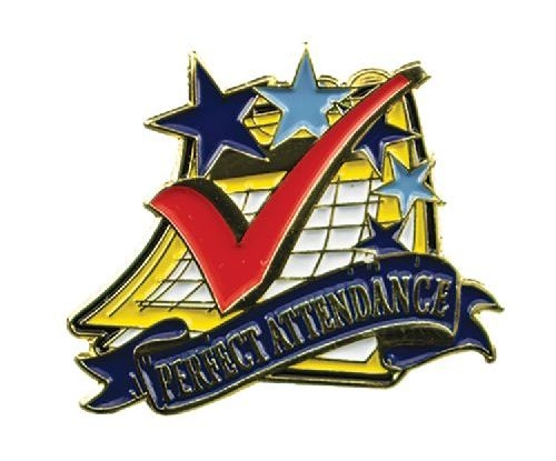 Bright Gold Educational Perfect Attendance Lapel Pin (1-1/8