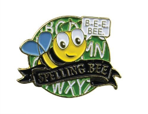 Bright Gold Educational Spelling Bee Lapel Pin (1-1/8