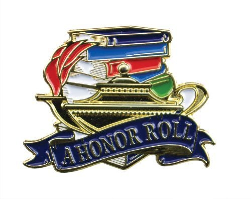 Bright Gold Educational A Honor Roll Lapel Pin (1-1/8