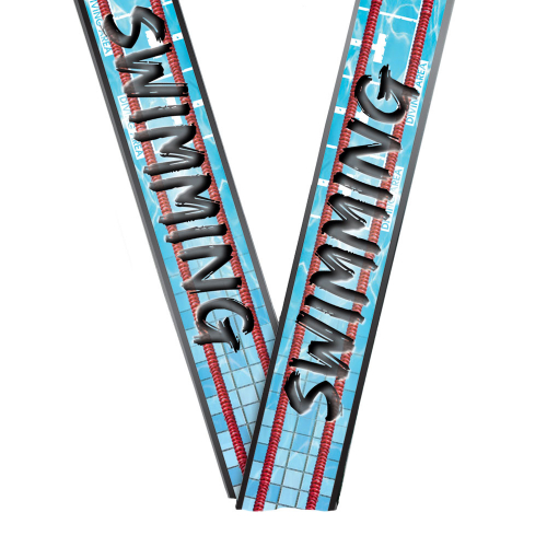 Sublimated Swimming Sewn Through Neckband (1-1/2