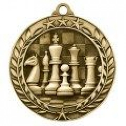 Antique Chess Wreath Award Medallion (2-3/4
