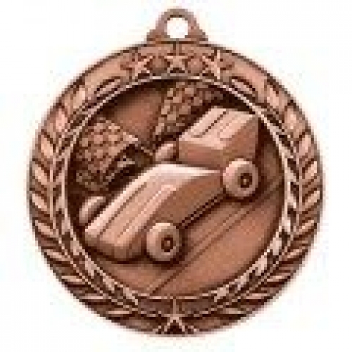 Antique Pinewood Derby Wreath Award Medallion (2-3/4