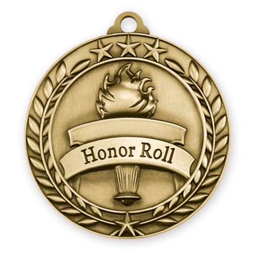 Antique Honor Roll Wreath Award Medallion (2-3/4