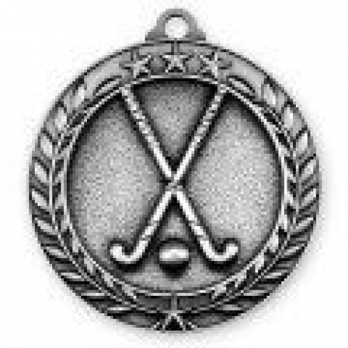 Antique Field Hockey Wreath Award Medallion (1-3/4