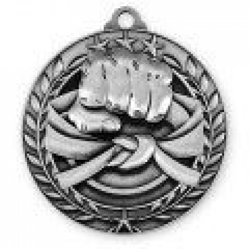Antique Martial Arts Wreath Award Medallion (1-3/4