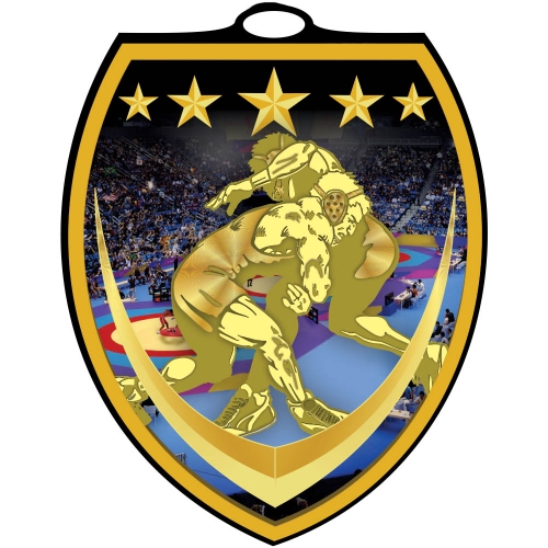 Vibraprint™ Shield Wrestling Medallion (3
