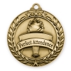 Antique Perfect Attendance Wreath Award Medallion (2-3/4