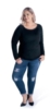 Ladies' Curvy Slouchy French Terry Pullover - Black