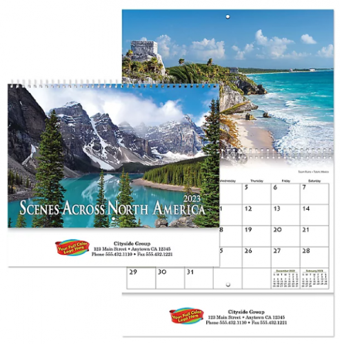 Full Color Scenes Across America Spiral Wall Calendar
