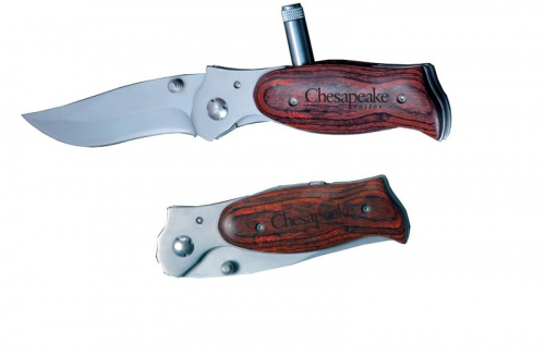 Sabre Series Wood Handle Knife w/Flashlight