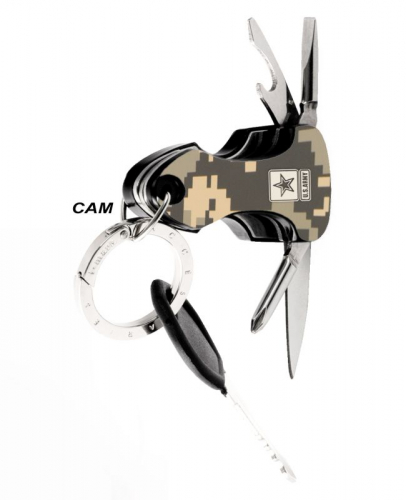 Camo Multi Tool Key Chain w/LED Light