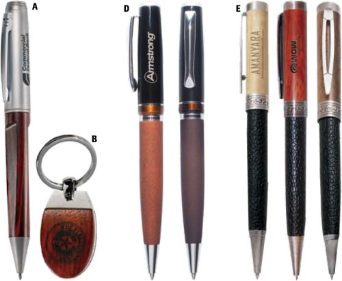 Induro™ Ballpoint Pen w/Black Leather Barrel & Wood Cap