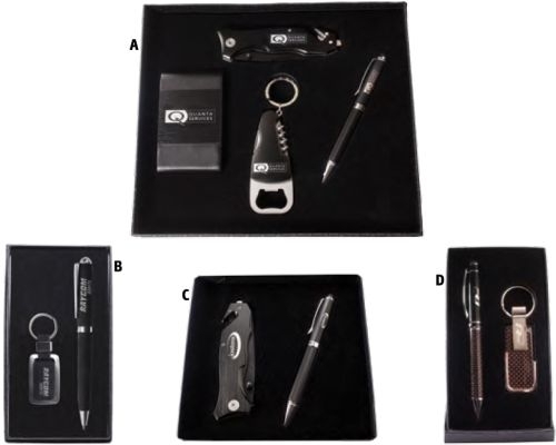 Deluxe Bottle Opener, Business Card Case, Survival Knife And Twist-Action Ballpoint Pen Large Gift Set