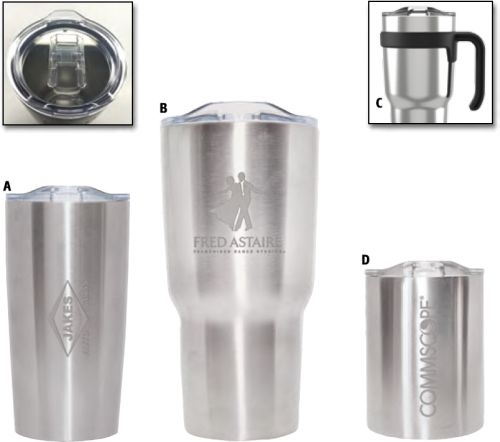 20oz 18/8 Stainless Steel, Double-Wall Tumbler With Slide-To-Close Lid