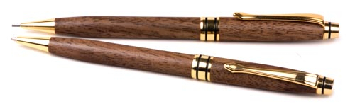 Impella™ Wood Twist Action Ballpoint Pen & Pencil Set