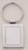 Rectangular Polished Silver Key Ring w/ Matte Silver Engravable Insert