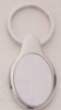Oval Shaped Polished Silver Keyring w/Matte Silver Insert (1 1/4