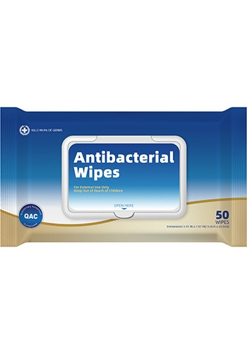 Printed Antibacterial Wet Wipes In Resealable Pouch