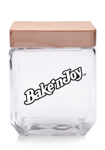 41 Oz. Square Glass Candy Jars with Wooden Lid