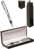 Ribbed Ribber Grip Silver Executive Pen Gift Set