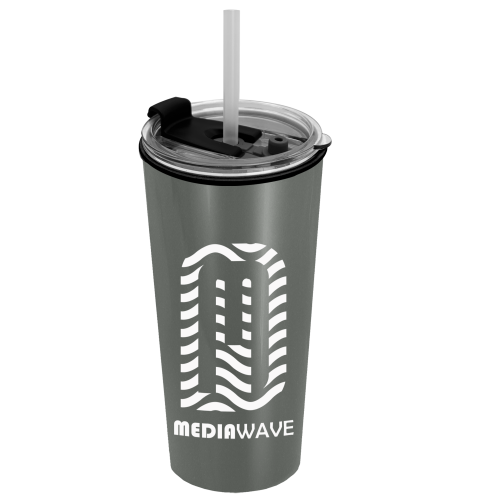 The Roadmaster - 18 oz. Travel Tumbler with 2-in-1 Flip and Straw hole lid (Straw included)