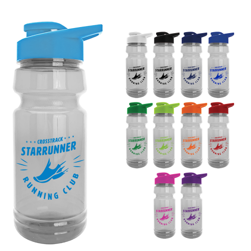 The Trainer - 24 oz. Clear Sports Bottle with Drink Thru lid