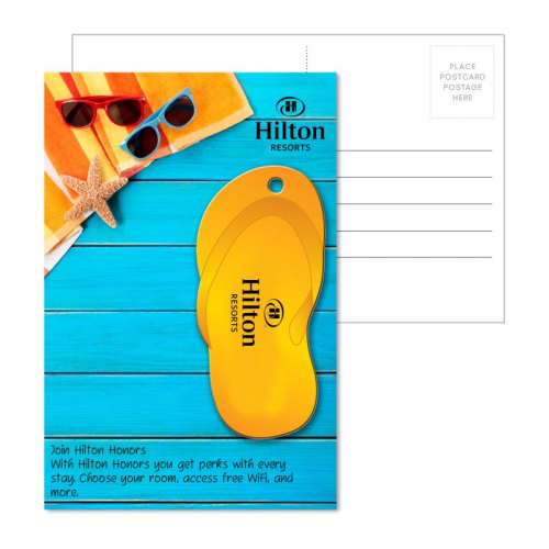 Post Card With Full-Color Orange Flip Flop Luggage Tag