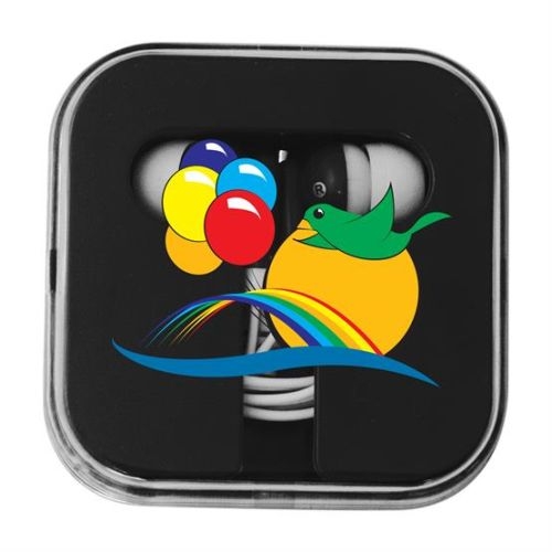 Colorful Ear Buds with Matching Square Case
