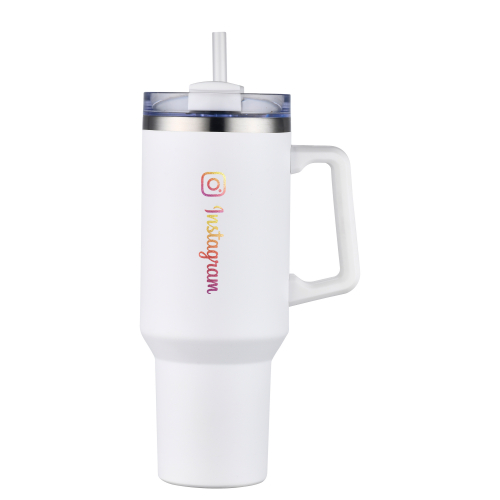 40 oz. Double Wall Tumbler with Handle and Straw