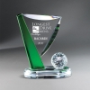 Crystal Golf Ball And Green Accented Pin On Clear Base - Medium