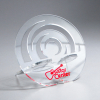 Phone Holder, Circle Clear Acrylic with Swirl Cut-out Design