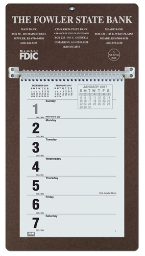 Foil Stamped Weekly Calendar w/Sunday Start (7