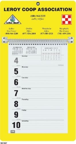 Weekly Wall Calendar w/Monday Start (7